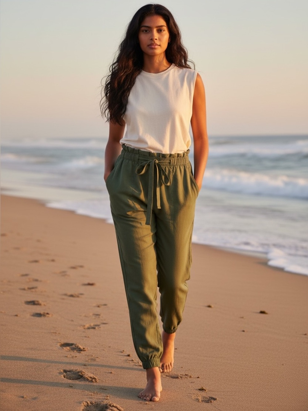 Billabong Women’s Forest Green Pull-on Pants (D)